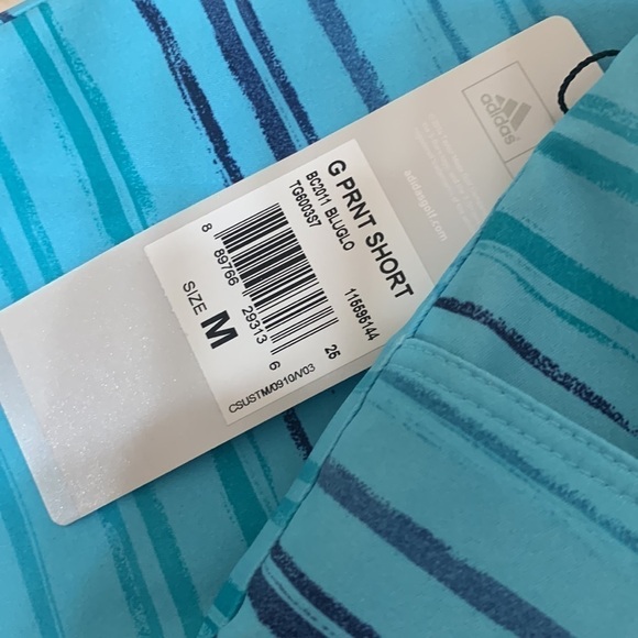 NWT Adidas Girls Junior Golf Short small and medium Turquoise with Blue Stripes - Picture 5 of 14